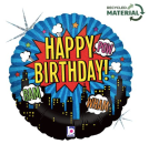 Folienballon - Happy Birthday, Superhero, rund - ø 46cm